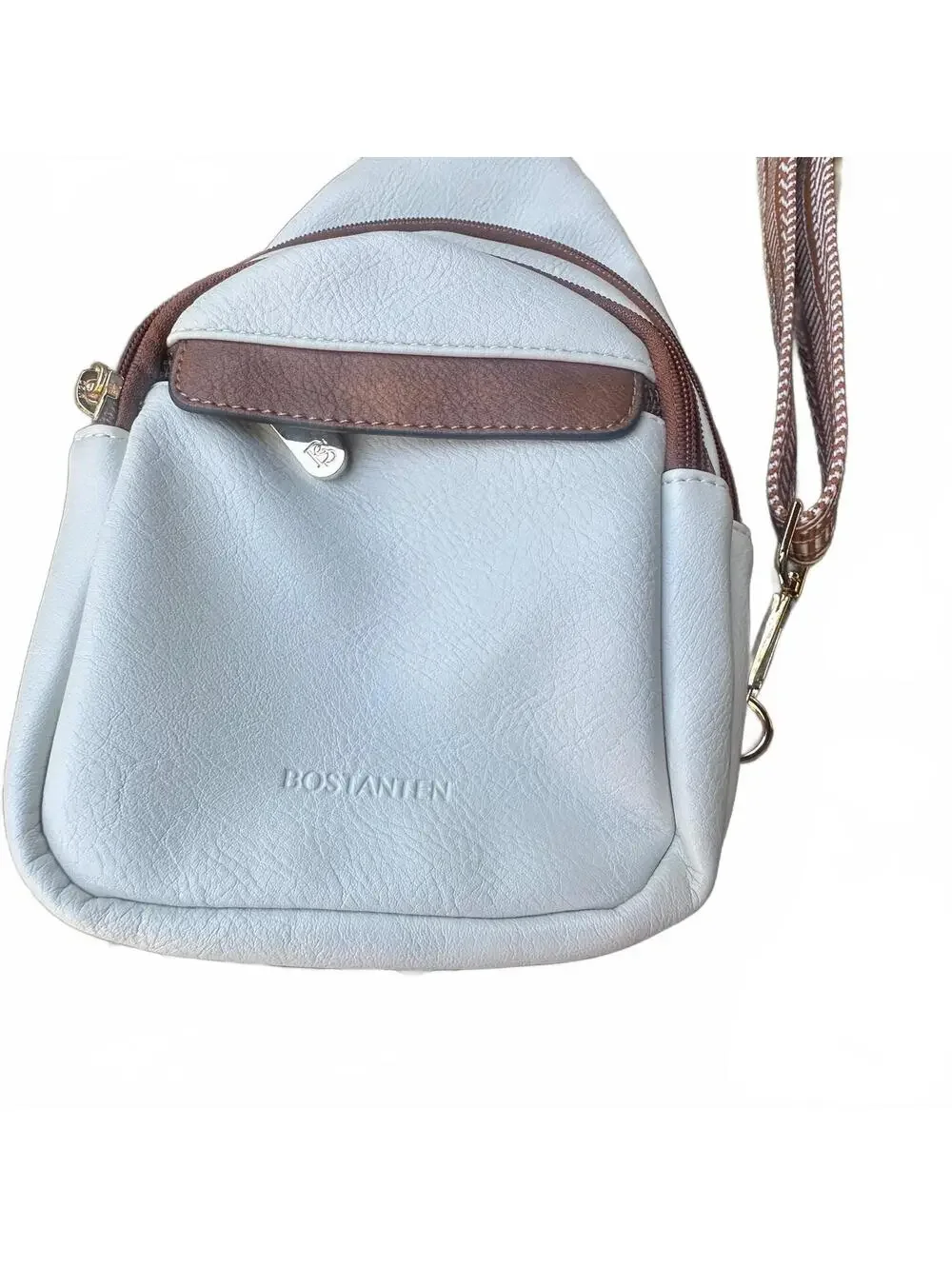 Bostanten Women's White and Brown Shoulder Bag with Anti-Theft Zipper Pocket, 35